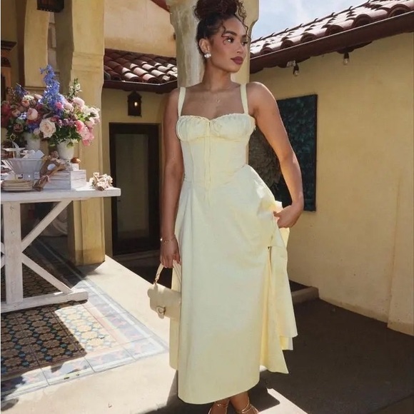 HOUSE OF CB 'Carmen' Buttercup Bustier Sundress - Picture 7 of 16